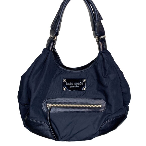 Kate Spade y2k vintage nylon leather trim hobo bag black - Picture 1 of 12